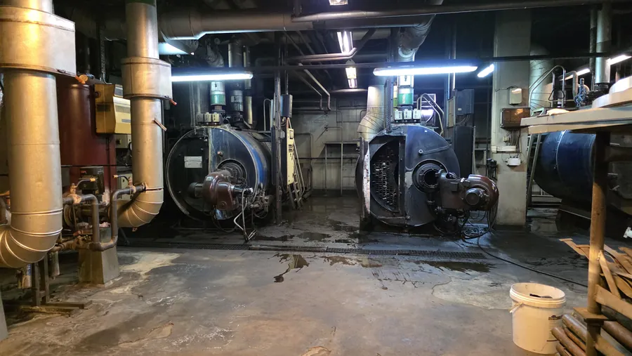 Industrial plant room housing compressed-air and mechanical services