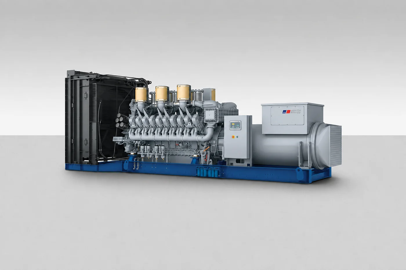 MTU Onsite Energy diesel generator set on a skid base
